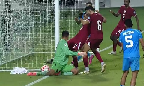 Screengrab shows that ball had clearly gone out of play before Mohialdin pulled it back&nbsp;