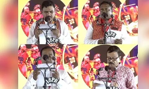 Suresh Pujari, Rabinarayan Naik, Nityananda Gond and Krushna Chandra Patra take oath as ministers in CM Mohan Charan Majhi-led cabinet (Photo/ANI)