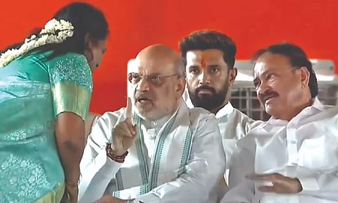 Screen grab of Amit Shah speaking to Tamilisai