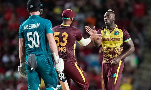 Andre Russell celebrates after a wicket (PTI)