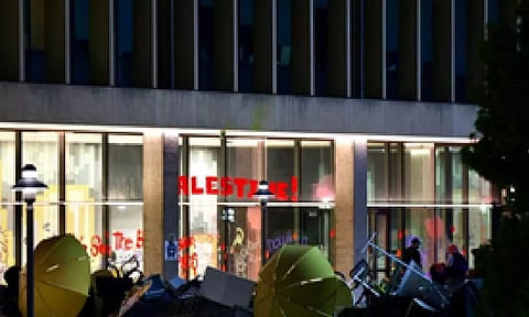 Pro Palestine students protest (IANS)