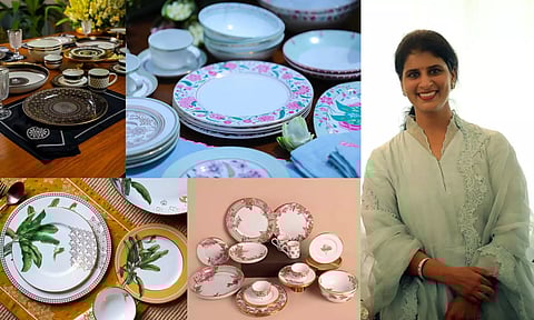 (L top) Ashrafi, Nizam-e-Gul collection, (L bottom) Tamil Nadu inspired Kanika Vriksha collection, Verandah and (R) Anusha Ashyanth