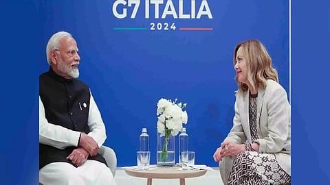 Prime Minister Narendra Modi and his Italian counterpart Giorgia Meloni (Photo credit/ PIB)