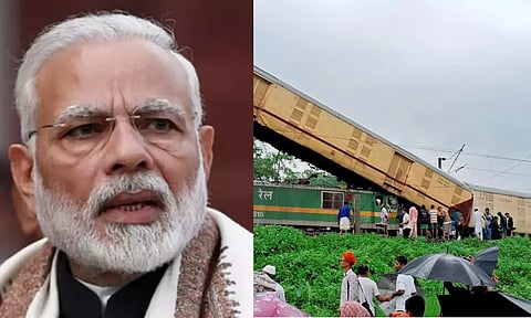 Prime Minister Narendra Modi; Locals gather after a collision between the Kanchanjungha Express and a goods train