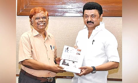 Justice Chandru with CM Stalin