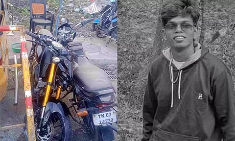 Damaged bike hit on the lamp post; Abdul Sajith