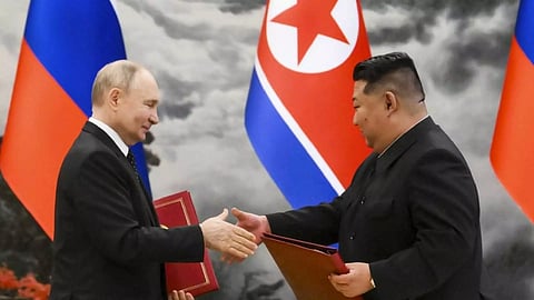 Russian President Vladimir Putin and Kim Jong Un&nbsp;
