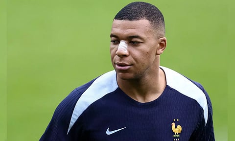 Kylian Mbappe returned to training on Thursday with a band-aid on his nose