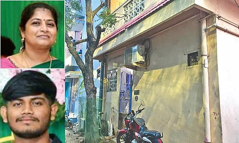 (L to R) Padma and Nitesh; The family’s house in Tiruvottiyur