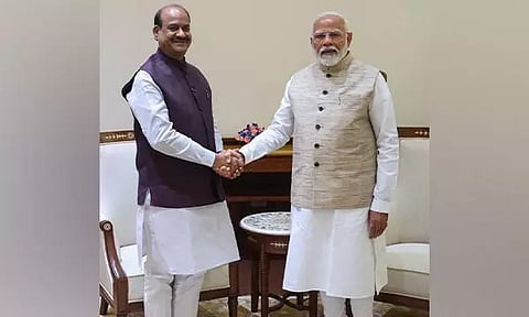 Prime Minister Narendra Modi and LS Speaker candidate Om Birla (Photo/ANI)