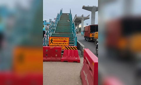 Pedestrians are now forced to cross the road in OMR as over a dozen foot over bridges have been removed.&nbsp;