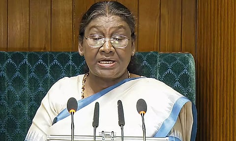 President Droupadi Murmu addresses the joint sitting of the Lok Sabha and Rajya Sabha, in New Delhi (PTI)