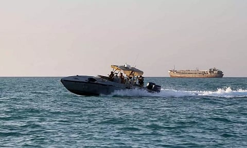Yemeni coastguards in a patrol boat in the Red Sea (AFP)