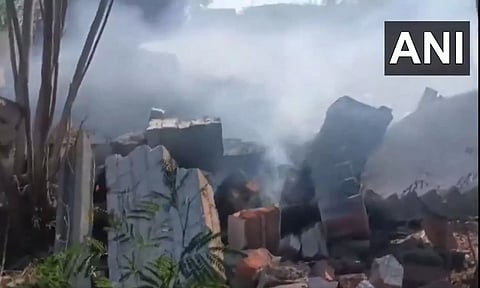 Fire Accident in firecracker factory at Virudhunagar (ANI)