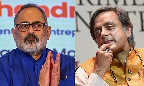 BJP leader Rajeev Chandrasekhar; Congress MP Shashi Tharoor (PTI)