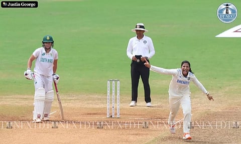 Sneh Rana celebrates after a wicket (Photo: Justin George)