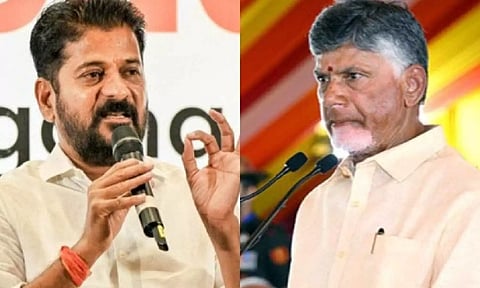 Telangana CM Revanth Reddy and Andhra Pradesh CM Chandrababu Naidu (Photo/ANI)