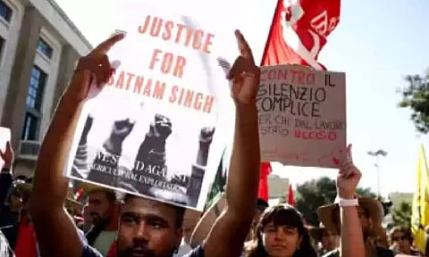 Indian community members in Italy protest in Latina (AP)