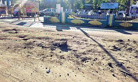 Muddy stretch of EVK Sampath Road after pipeline laying works