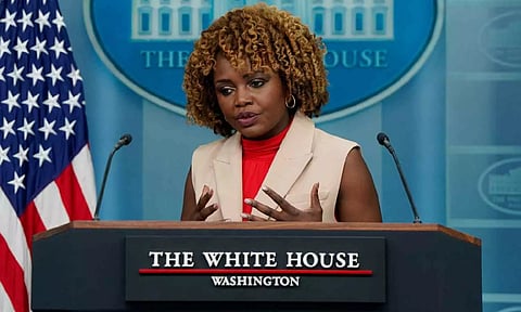 White House Press Secretary Karine Jean-Pierre holds a briefing in Washington (Photo/ANI)