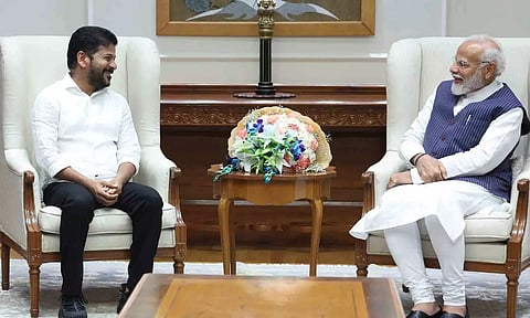 Telangana Chief Minister A Revanth Reddy meets Prime Minister Narendra Modi (PTI)