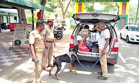 Vehicles being screened at Aliyar check post near Pollachi