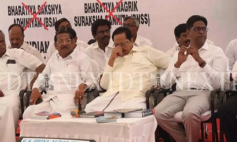 &nbsp;DMK senior leader Duraimurugan during DMK law wing hunger strike (Photo: Hemanathan M)