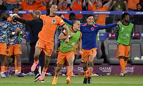 Netherlands players are elated after beating Turkey&nbsp;