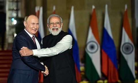 Prime Minister Narendra Modi with Russian President Vladimir Putin