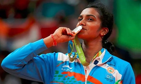 PV Sindhu with her Olympic medal (X)