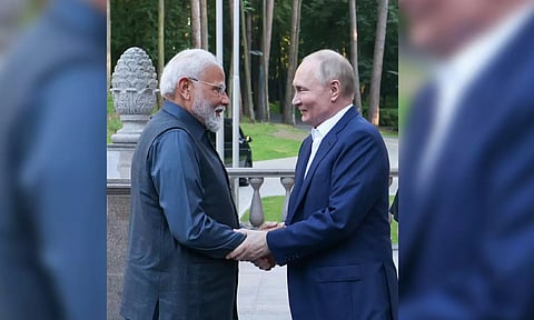 Prime Minister Narendra Modi with Russian President Vladimir Putin