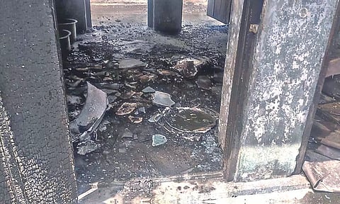 Blast site in a private fireworks factory at Kalayarkurichi