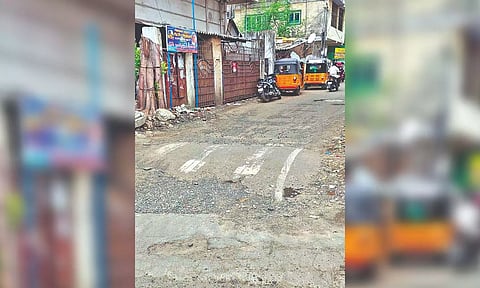 The damaged South Sivan Koil Street