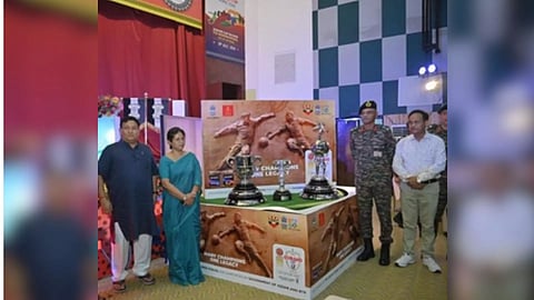 The dignitaries with Durand Cup trophies (IANS)