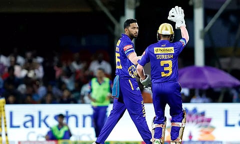 Sharukh Khan celebrates after a wicket&nbsp;