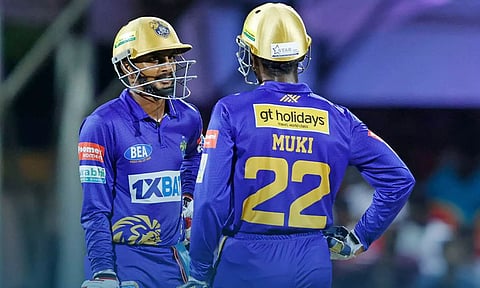 U Mukilesh and S Sujay during the match (Photo: X/lycakovaikings)