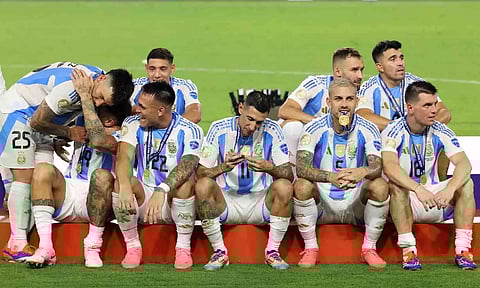 Argentina players after the Copa America final in Miami