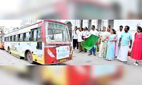 Mayor R Priya flagged off educational tour vehicles (X/ @chennaicorp)