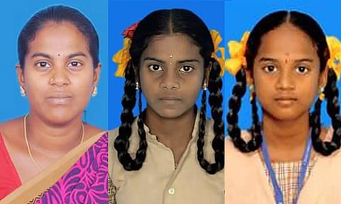 Usha and her two daughters Nivetha and Sharmila