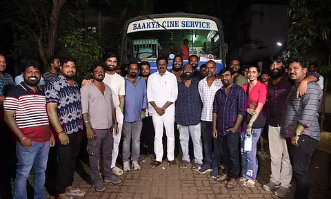 Atharvaa with the cast and crew of DNA