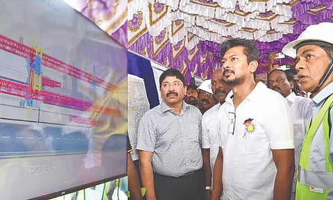 Minister Udhayanidhi Stalin inspects Chennai Metro Rail-Phase 2 works