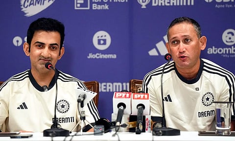 Indian men's cricket team head coach Gautam Gambhir and BCCI Chief selector Ajit Agarkar (PTI)