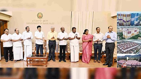 CM MK Stalin opening the new housing complexes of TNUHDB and TNHB from Secretariat on Monday&nbsp;