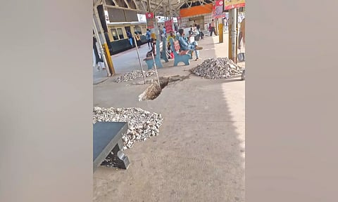 Open pits at Pallavaram railway station