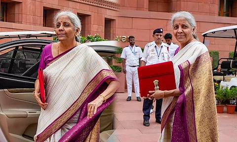 FM Nirmala Sitharaman dons off-white saree for her 7th consecutive budget presentation
