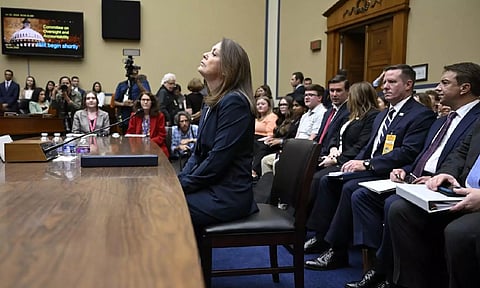 U.S. Secret Service Director Kimberly Cheatle prepares to testify about the attempted assassination of former President Donald Trump at a campaign event in Pennsylvania before the House Oversight and Accountability Committee, at the Capitol, Monday, July 22, 2024 in Washington. (