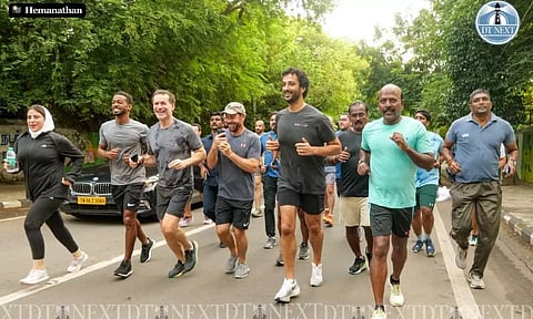 State health minister Ma Subramanian on Monday morning went for a jog with UAE Economy Minister and Chairman of Investopia Abdulla bin Touq Al Marri and other UAE representatives (Photo: Hemanathan M)