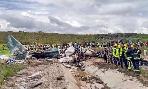 Rescue operations are underway at the site of a plane crash at Tribhuvan International Airport in Kathmandu, Nepal (PTI)