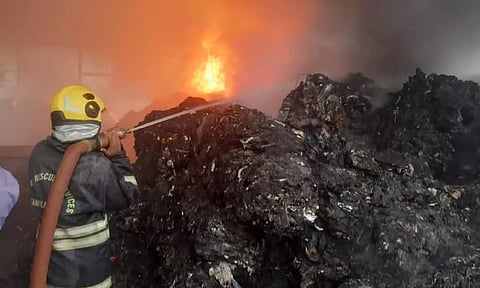 A dump yard catches fire in Pallikaranai