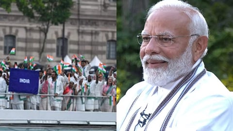 Team India in Olympics 2024 and Prime Minister Narendra Modi (IANS)
